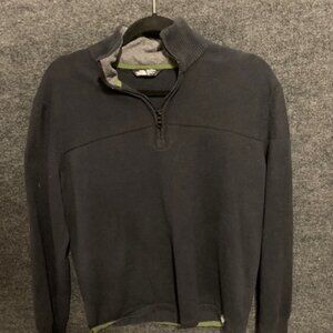 North Face Half Zip Sweater Black with Green Trim Men's L